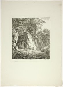 Pastores e ovelhas descansando debaixo de uma ponte, prato sete de Paysages Dédiés à M. Warelet de Salomon Gessner