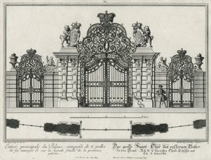 Planta e alçado do portão de entrada principal de Salomon Kleiner