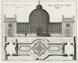 Planta baixa e alçado da casa dos pássaros no "Pequeno Jardim" de Salomon Kleiner