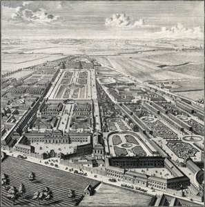Prospecção do Jardim do Príncipe Eugene e dos Jardins adjacentes do Convento Salesiano e do Príncipe Schwarzenberg de Salomon Kleiner