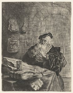 Homem com uma faca de caneta de Salomon Koninck (attributed to)