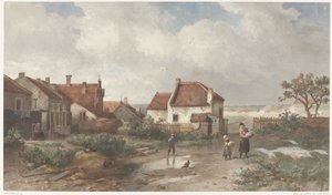 Casas à beira de uma vila nas dunas de Salomon Leonardus Verveer