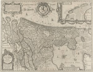 Mapa topográfico da Holanda
Comitatus Hollandiae (título sobre o objecto) de Salomon Rogiers