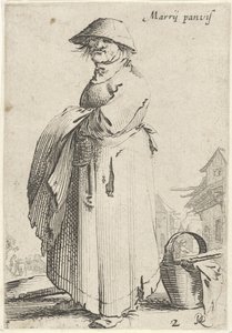 Mulher com um pano por cima do braço, atrás dela está um cesto no chão
Marrij panvis (título sobre o objecto)
Vida dos camponeses (título da série)