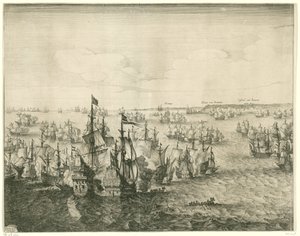 Batalha Naval de Duins (painel esquerdo), 1639 de Salomon Savery