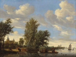 Paisagem do rio com balsa de Salomon van Ruisdael or Ruysdael