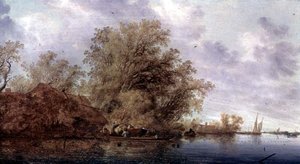 Paisagem arborizada do rio de Salomon van Ruisdael or Ruysdael