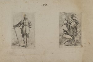 (Série de estatuetas) Costas de um homem de capacete, de pé de Salvator Rosa