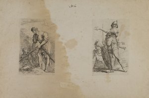 (Série Figurinhas) Homem a segurar uma corda pesada de Salvator Rosa