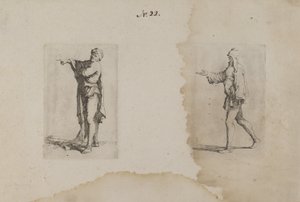 (Série de estatuetas) Homem de pé, a apontar para a esquerda de Salvator Rosa