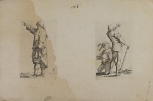 (Série de estatuetas) Homem de pé com chapéu comprido, a apontar de Salvator Rosa