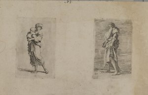 (Série Figurinhas) Mulher a segurar o bebé de Salvator Rosa