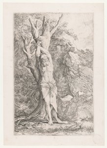 Albert amarrado a uma árvore de Salvator Rosa