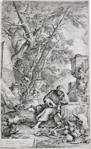 Demócrito na meditação (gravura) de Salvator Rosa