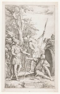 Diógenes pede a Alexander para não ficar de pé à sua luz de Salvator Rosa