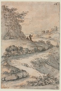 Figuras em uma estrada sinuosa de Salvator Rosa