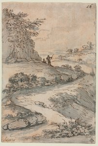 Figuras em uma estrada sinuosa, meados dos anos 1600. de Salvator Rosa