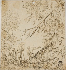Quatro homens na floresta de Salvator Rosa