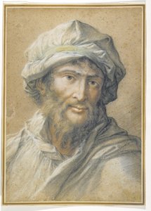 Cabeça de um homem barbudo usando um turbante de Salvator Rosa
