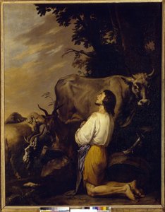 A parábola do filho pródigo (A parábola do filho pródigo). Pintura de Salvatore Rosa (1615-1673), óleo sobre tela, cerca de 1640-1650. arte italiana de Salvator Rosa