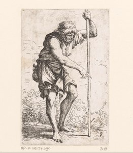 Velho com uma vara Pequenas figuras (título da série) Figurine (título da série) de Salvator Rosa