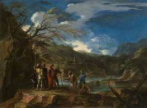 Polícrates e o Pescador, c. 1664. de Salvator Rosa