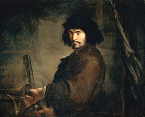 Auto-retrato vestido de guerreiro, de Salvator Rosa (1615-1673), óleo sobre tela, 94x107 cm de Salvator Rosa