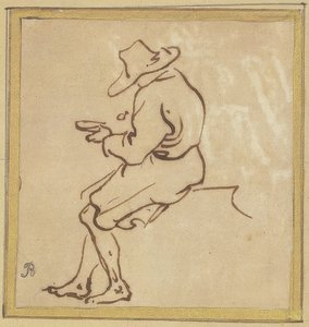 Homem sentado de perfil à esquerda de Salvator Rosa