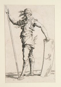 Soldado com Lança e Escudo de Salvator Rosa