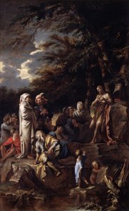 São João Batista pregando no deserto, c.1660 (óleo sobre tela) de Salvator Rosa