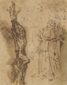 Estudar para Polycrates Crucificação, c.1662 de Salvator Rosa