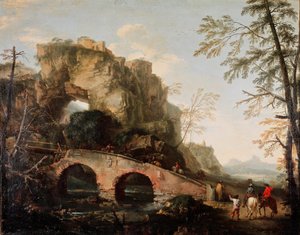 A ponte quebra Pintura por Salvator (Salvatore) Rosa (1615-1673) 1640 aproximadamente Dim. 106x127 cm Florença, Palazzo Pitti, Galleria Palatina de Salvator Rosa