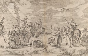 A morte de Marcus Atilius Regulus, mostrado sendo pregado em uma banheira pelos Cartagos..., ca. 1661-62. de Salvator Rosa