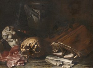 Natureza-morta vanitas de Salvator Rosa