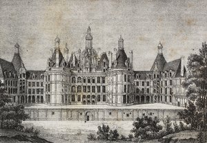 Castelo de Chambord, França, litografia de Salvatore Puglia de Poliorama Pittoresco, n 39, 6 de Maio de Salvatore Puglia