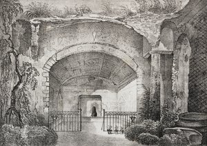Salão na antiga villa do Príncipe de Caposele em Formia, Lazio, Itália, litografia de Salvatore Puglia de Poliorama Pittoresco, n 23, 11 de Janeiro de Salvatore Puglia