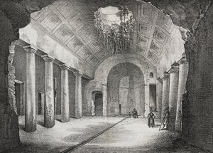 Sala na antiga villa do Príncipe de Caposele em Formia, Lazio, Itália, litografia de Salvatore Puglia de Poliorama Pittoresco, n 23, 11 de Janeiro de Salvatore Puglia