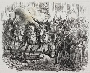 Insurreição de Madrid, litografia de Salvatore Puglia de História de Napoleão de Cesare Malpica (1804-1848) de Poliorama Pittoresco, n 47, 1 de Julho de Salvatore Puglia