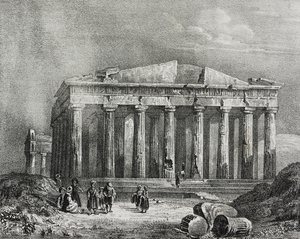 Parthenon, Acrópole de Atenas, Grécia, litografia de Salvatore Puglia de Poliorama Pittoresco, n 32, 19 de Março