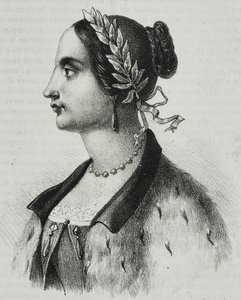 Retrato de Laura Bassi Veratti (1711-1778), física e académica italiana, litografia de Salvatore Puglia de Poliorama Pittoresco, n 4, 4 de Setembro