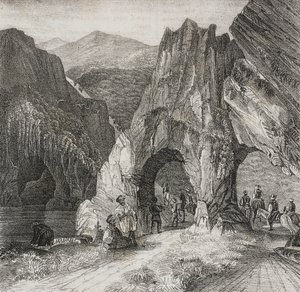 Vista nos Balcãs, litografia de Salvatore Puglia de Poliorama Pittoresco, n 13, 2 de Novembro de Salvatore Puglia