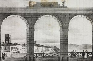 Vista de Chieti da Piazza Grande, Itália, litografia de Salvatore Puglia de Poliorama Pittoresco, n 2, 21 de Agosto de Salvatore Puglia