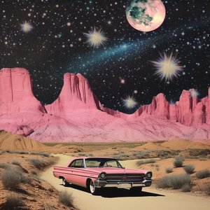 Carro Rosa no Deserto Cósmico de Samantha Hearn