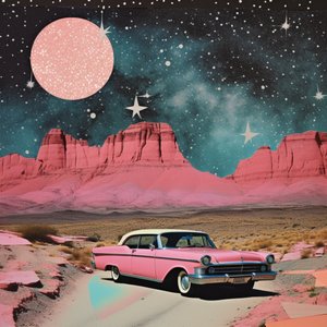 Carro Retro no Deserto Cósmico de Samantha Hearn