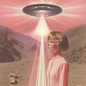 Mulher sob o feixe de luz de um OVNI de Samantha Hearn