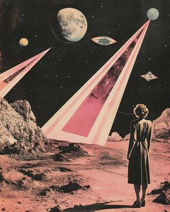 Mulher contempla um mundo alienígena de Samantha Hearn