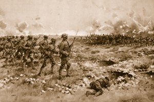 A sua última esperança: Soldados alemães desmoralizados imploram clemência por parte das tropas britânicas em avanço (litho)