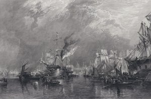 O Porto de Londres (gravura) de Samuel (after) Bough
