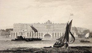 Vista da Casa de Somerset do Rio Tamisa, gravada por W.B. Cooke (1778-1855) 1814 (gravura) de Samuel (after) Owen