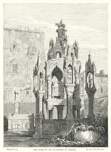 O Túmulo dos Scaligers em Verona (gravura) de Samuel (after) Prout